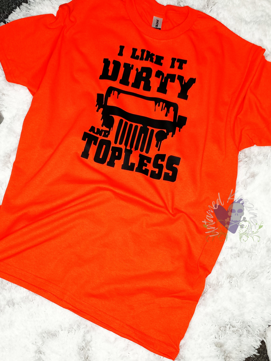 Short Shelve T-Shirt Orange Dirty and Topless